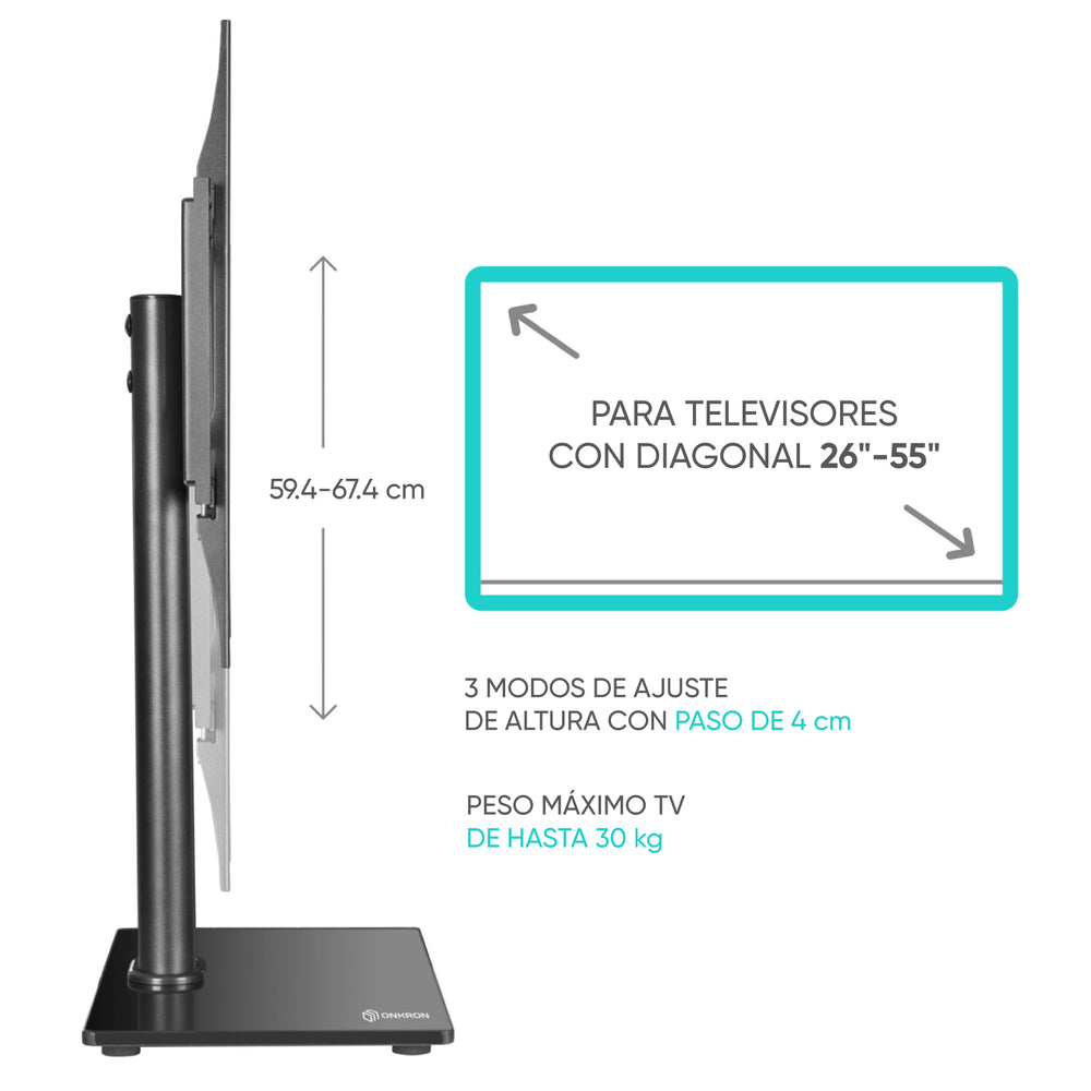 TVON Base universal para TV, soporte giratorio para televisores y monitores  de 20 a 43 pulgadas con altura ajustable de 4 niveles y base de vidrio