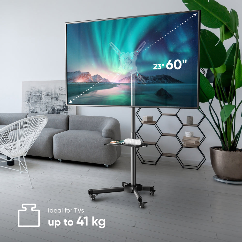 ONKRON Soporte TV móvil para pantallas de 23- 60”, VESA max 400x400 y peso de hasta 41 kg, TS1171-B Negro