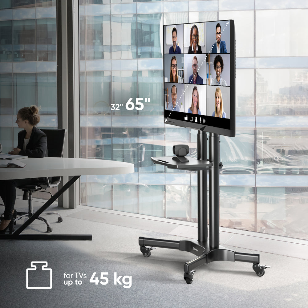ONKRON Soporte de TV móvil con rotación de pantalla de 32-65" y peso de hasta 45 kg con VESA max 600x400, TS1351R Negro