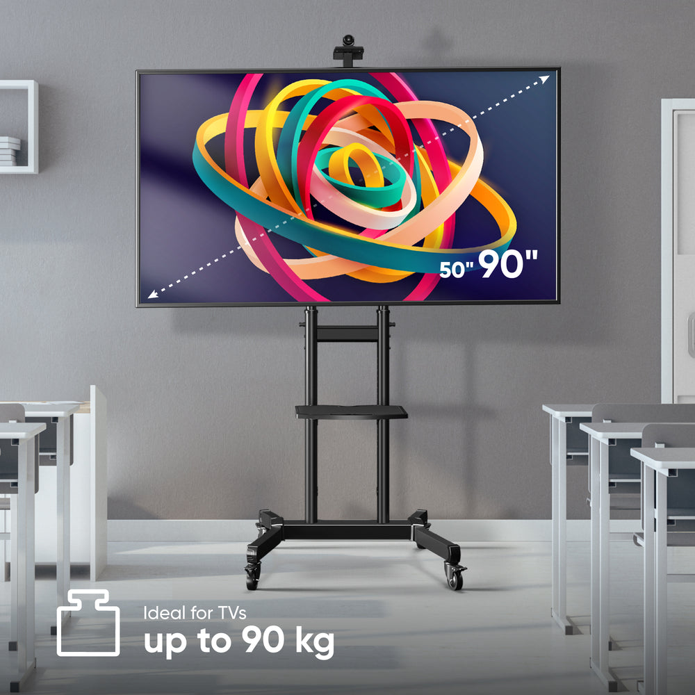 ONKRON Soporte TV con ruedas de 50¨ a 90¨ inclinabile con carga total de 100kg , negro TS1891-B