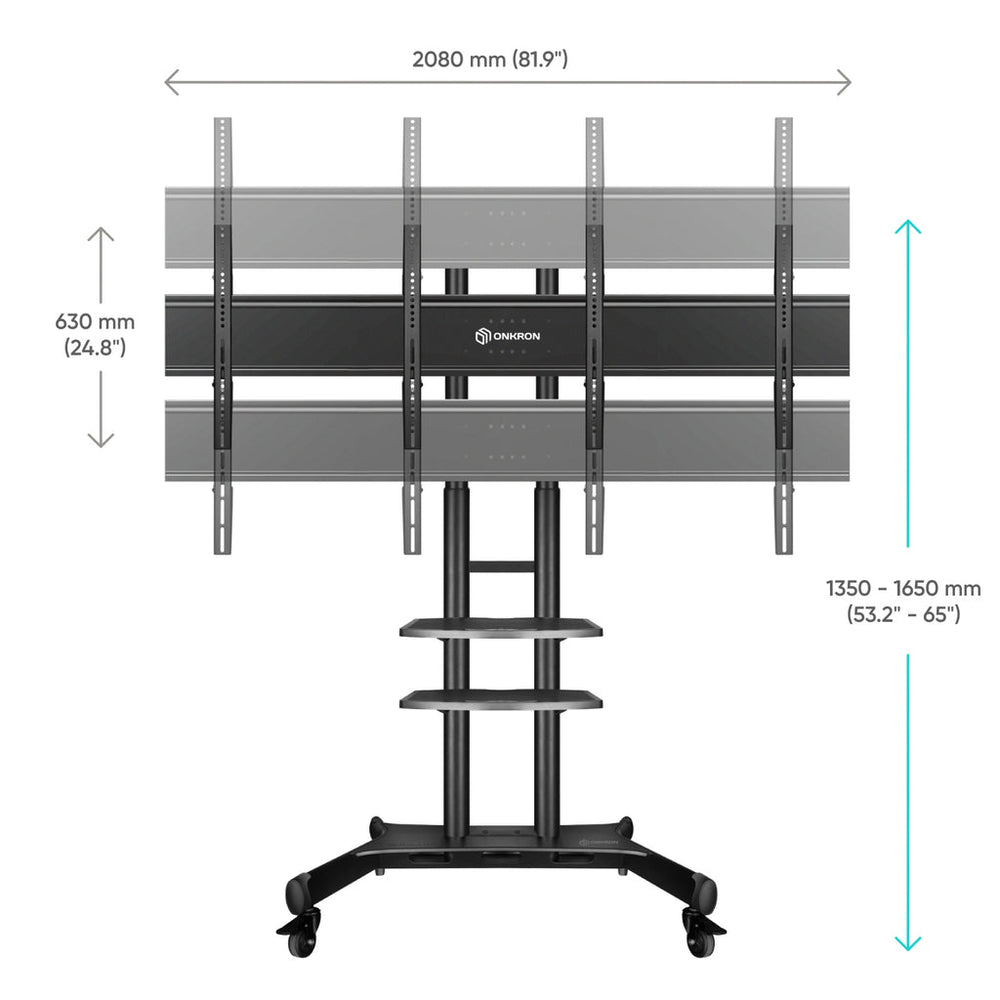 ONKRON Adaptador doble VESA para montar dos pantallas, carga máx 2x45,5 kg, negro, ADV-1881