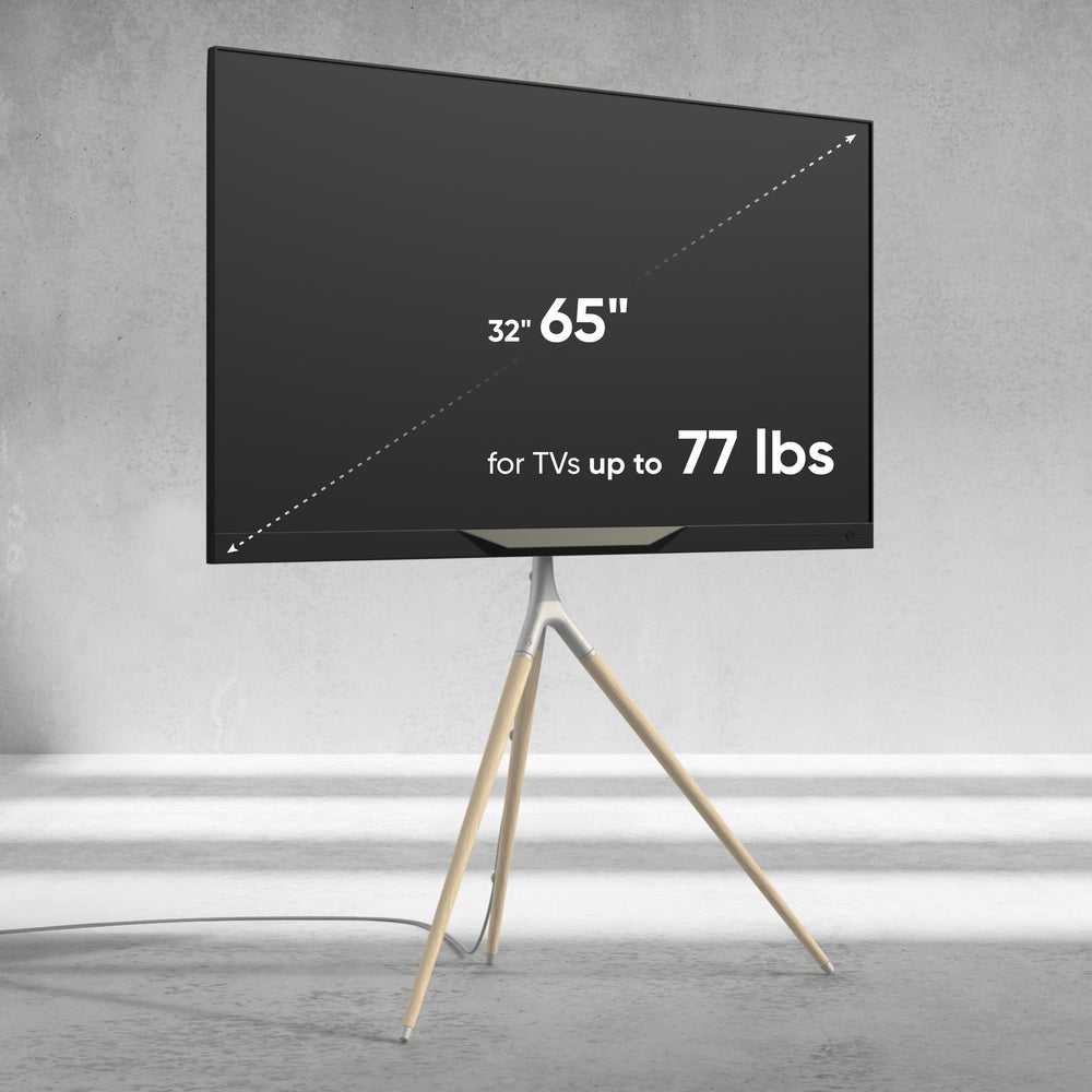 ONKRON Soporte TV 32”-65” de hasta 35 kg, pie TV de madera, blanco TS1220-W