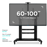 ONKRON Soporte Móvil para pantallas grandes de 60" a 100", carga max 136 kg. color negro, TS2811-B