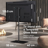 ONKRON Pie TV giratorio 30¨-60" de cristal templado de hasta 41 kg con VESA max. 400x400, Negro, TS5065-B