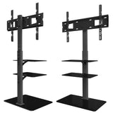 ONKRON Pie TV 32"-65" de hasta 30 kg, dos estantes de vidrio templado, negro, TS5550